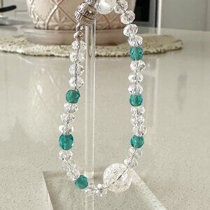 Artisan Crackle Glass and Bead Bracelet